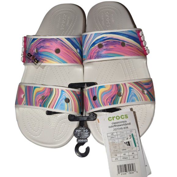 Crocs Unisex Sandals Mens Size 9 Womens Size 11 Tie Dye & Jibbitz 207248-928 New main image 16